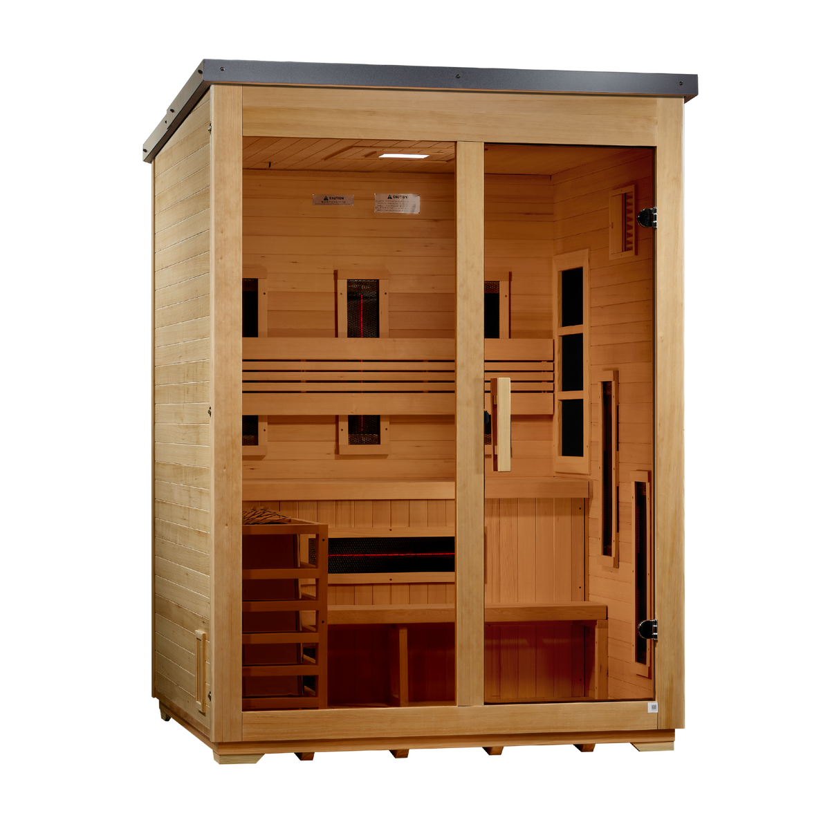 Golden Designs "Carinthia" 3 Person Hybrid (PureTech™ Full Spectrum IR or Traditional Stove) Outdoor Sauna - Flat Roof