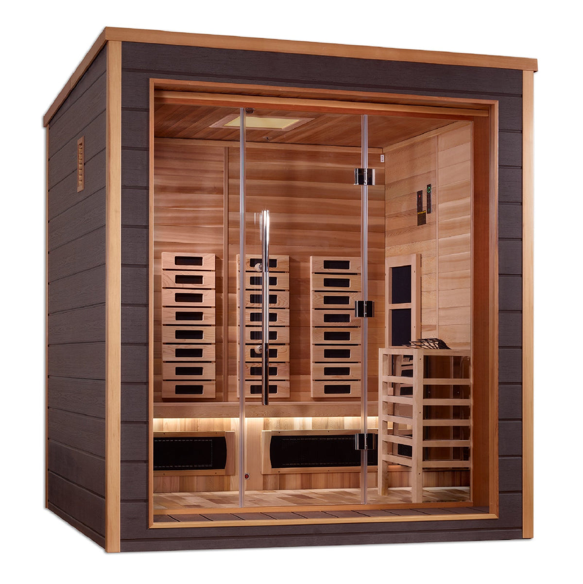 Golden Designs Visby 3 Person Outdoor-Indoor PureTech Hybrid Full Spectrum Sauna